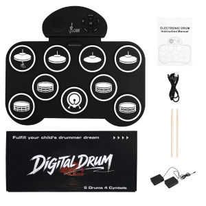 SLADE Roll Up Electronic Drum 9 Pads 5 Drums 4 Cymbals Built In Speaker with Drumsticks Digital Drum for Musical Englightenment