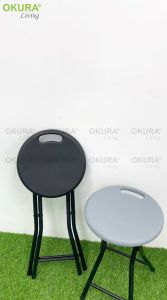 Portable Folding Stool Household Plastic Round Stool Outdoor Home Living Office Space Saving Bench Kerusi Lipat