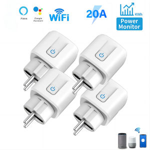 5PCS Tuya Smart Socket EU 20A Wifi Smart Plug With Power Monitoring Smart Life APP Remote Control Support Google Assistant Alexa