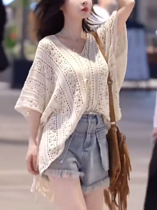 🔥[C419] Áo LƯỚI len dệt kim CHOÀNG ĐUÔI CÁ TAY CÁNH DƠI phom rộng phối rút eo đi biển - Kholenqc