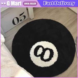 Creative Black Number 8 Pattern Door Mat Skin Friendly Anti-slip Round Floor Pads Plush Soft Comfortable Bedroom Decorations Simple Black No. 8 Cashmere Carpet Living Room Sofa Coffee Table Mat Study Bedroom Bed Dirty Anti-slip Mat Black and White Simple