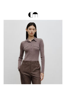 Summer Long Sleeve Lapel Wool Knitted Top