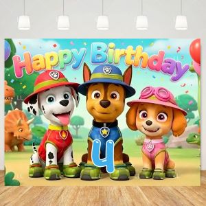 Paw Patrol | PAW Patrol Backdrop Child 2 3 10th Birthday Party Decor Cute Puppy Dog Photography Background Baby Shower Supplies Boy Gift