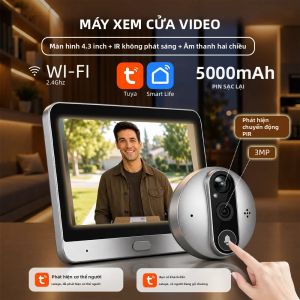 Camera Quan Sát Cửa Thông Minh 3MP Smart Life Tuya WiFi Với Pin 5000mAh Cảm Biến Chuyển Động PIR Hồng Ngoại Tương Thích Alexa Google Xem Trực Tuyến Kỹ Thuật Số