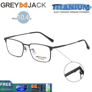 Grey Jack Frame Kacamata Antiradiasi Titanium Style Kotak Elegant Simple Bisa Minus Fashion Pria dan Wanita Terbaru 98215