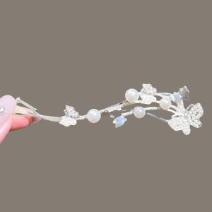 Retro Pearl Butterfly Hair Clip Curly Large Size Side Clip Korean Style Hair Accessories for Brides And Women