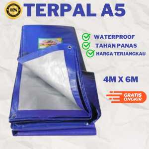 Terpal Plastik A5 Biru Silver Ukuran 4x6 waterproof dan anti panas