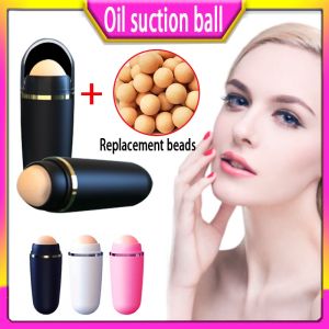 Face Oil Absorbing Roller Natural Volcanic Stone Oil Absorber T-zone Oil Removing Rolling Stick Ball Reusable Facial Roller Face Care Beauty Tool