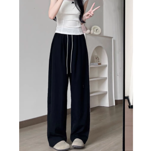 Quần Ống Rộng Thể Thao Màu Trắng Cho Nữ Mùa Hè Mỏng Cạp Cao Rộng Rãi Thường Ngày Nhỏ Gọn Khô Nhanh