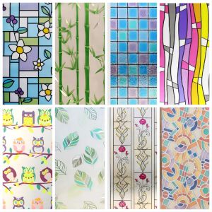 หน้าต่างความเป็นส่วนตัวฟิล์ม Stained Glass Window Clings ตกแต่งหน้าต่างฟิล์มสําหรับ Home Anti-UV Non-Adhesive สติกเกอร์หน้าต่าง