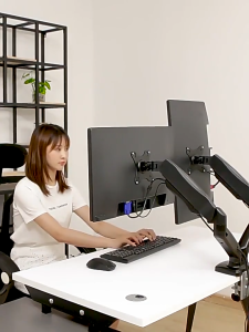 Monitor Arm Fits 2 Monitors Stand 32 “ Adjustable Height Bracket Desktop Computer Monitor Mount