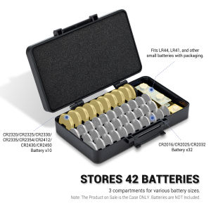 KIWIFOTOS Battery Storage Case 42 Pcs Coin Cell Organize Holder For CR2032 CR2025 CR2016 CR2450 CR2430 CR2320 CR2325 CR2330 CR2335 CR2354 CR2412 Batteries