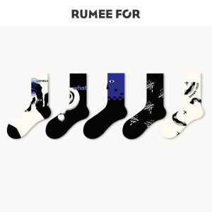 Men Women Fashionable Mid-Calf Socks with Cartoon Design All Seasons