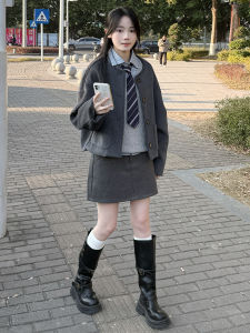 HUAYILING | Gray Academic Style Fitted Women Dress