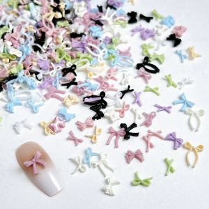 50PCS Solid Color Mini Bowknots Resin Nail Charms Adorable Sweet Irregular Bows Nail Art Decorations for DIY Fairy Nails Designs