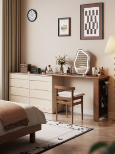 DONGMU | Cream Vintage Style Multi-functional Dressing Table with Extensible Bed-end Function