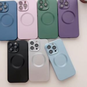 I TECH Matte Silicone Magnetic Wireless Charging Case With Camera Lens Cover For iPhone 15 14 13 12 11 Pro Max