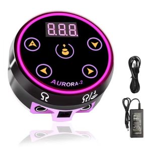 Aurora 2 Tattoo Power Supply Professional Tattoo Power Supply กล่องสําหรับ Coil & Rotary Tattoo Machine ปากกา เอาต์พุตคู่/สีสัน LED