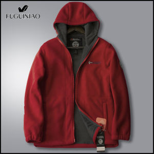 Fuguiniao mùa thu ấm áp của nam giới lông cừu áo khoác Jacket nhẹ túi màu trơn giản dị cực Áo Khoác Nam Áo khoác trùm đầu dày chống lạnh