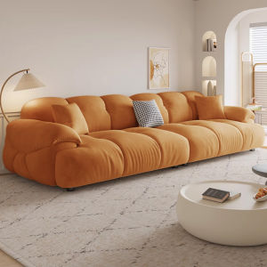 Modern Cotton Candy Style Sofa Government Subsidy French Buttercream Fabric Living Room Home Use Straight Row Sofa