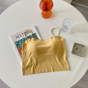 Áo Ba Lỗ Nữ Dáng Ôm Ngắn Mỏng Có Đệm Ngực Dây Đeo Vai Áo Lót Gợi Cảm Mùa Hè 2024 Áo Ba Lỗ Cổ Chữ V Màu Trơn Đa Năng