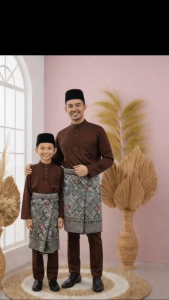 Baju Melayu Modern Slim Fit Ayah dan Anak | Baju Raya Satin Premium 2026