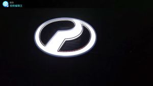 PERODUA 13CM (WHITE) 3D LED Welcome Running Light LOGO EMBLEM BLACK  1 pcs