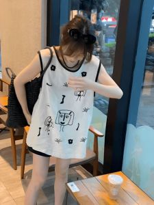 Casual Elegance White Cotton Linen Sleeveless Vest Womens Mid-Length T-Shirt Summer New Style Age-Defying Fashionable