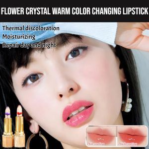 Flower Crystal Warm Color Changing Lipstick Moisturizer Moisturizing Lip Balm Non-Toxic Grade Heat Sensitive Non-Fading Non-Stick Cup