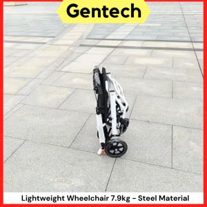 Lightweight 7.9kg Steel Foldable Wheelchair Kerusi Roda Ringan Wide Area for Travel Elderly