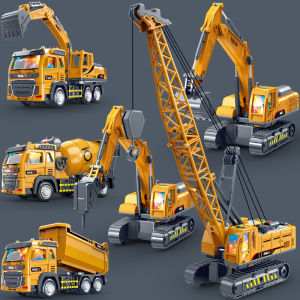 Inertia วิศวกรรมเพลงของเล่นรถบรรทุกเด็กรถก่อสร้าง Crane Digger Mixer เจาะรุ่นของเล่นเด็ก Haotong ของเล่น