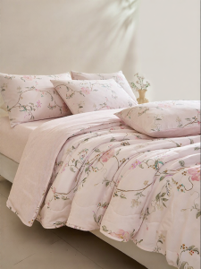 Summer Cotton Duvet Cover Set Floral Design Bed Skirt Style