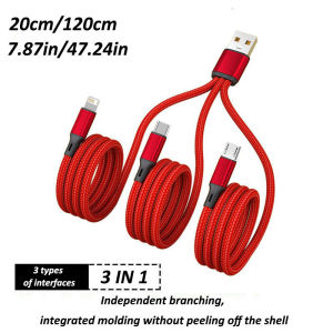 1.2m 3in1 Braided Nylon Metal Head 3 in 1 Charging Data Usb Cable Triple 3 Type c Type-c 3 Micro Cable for Triple iphone Cables