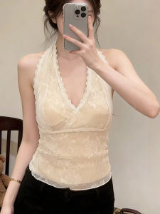 chaqi | French Style V-neck Lace Halter Vest Slim Fit Top
