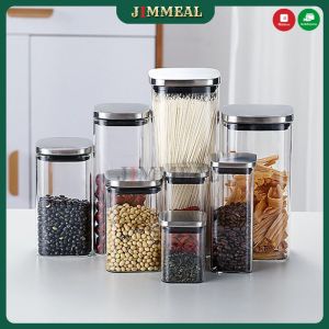 Hũ Thủy Tinh Vuông Nắp Inox Hộp Lọ Thủy Tinh Vuông Nắp Inox Đựng Gia Vị Thực Phẩm Đồ Khô Ngũ Cốc 200ml đến 1600ml