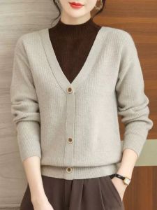 This Year New Arrival Womens Clothes Hot-Selling Popular Fake Two Pieces Sweaters Female Spring & Fall Western Style Top Belly Covering Inner Wear Outer Wear Base