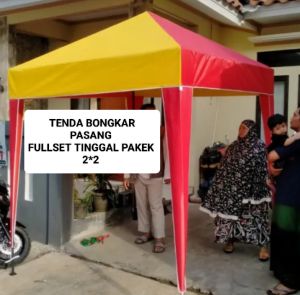 TENDA JUALAN TENDA  BAZAR 1.5 x 1.5 PINK UNGU TENDA CAFFE TENDA OUTDOR TEBDA PIRAMIT TENDA BAZAR FULLSTE TINGGAL PAKEK SIAP KRIM BOSKU