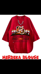 Baju Agustusan Wanita Dewasa Merdeka Blus Kaos Katun Combed 24s Aplikasi Sablon S M L XL XXL 3XL Blouse Jumbo Kekinian Terbaru Ootd Pawai 17 Agustus Bahan Adem Warna Merah Putih