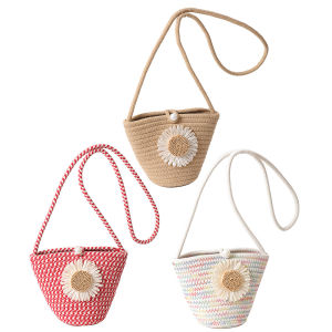 Women Woven Straw Single Shoulder Crossbody Bag Flower Beach Shoulder Bag for Work Shopping Travel Daily