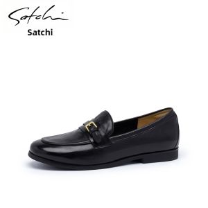 Buckle Loafer Shoes Soft Cow Leather Easy Slip-on Flats