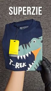 Kaos anak Laki Laki remaja tanggung motif animals ST TYREX SAGE Warna Navy Bahan Katun Premium 30s