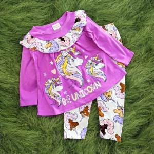 (9-23kg) Bộ dài tay bé gái - thun borip dáng babydoll chất vải borip sọc đẹp co giãn mềm hình in sắc nét (941)
