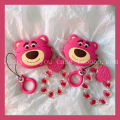 Cute Silicone Strawberry Bear Lanyard Compatible with Apple AirPods4/3 Gen pro Protective Case And Bluetooth Earphone Cover. 