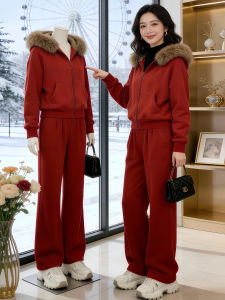 Shalldoer | Warm Fleece Hooded Fashionable Outfit Trousers & Jacket Set