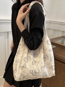 Meria Sweet Lady Lace Butterfly Canvas Bag Womens Bucket Shape Shoulder Bag Casual Style with Large Capacity