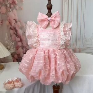 BD256 Body váy công chúa bí hồng RIOKIDS quần áo cho bé gái sơ sinh đầy tháng thôi nôi