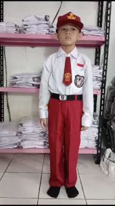 Celana Panjang Warna Merah Sekolah Dasar SD Anak Laki-laki Usia 5-14thn