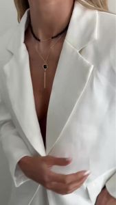 Ingemark 2Pcs/Set Elegant Temperament Irregular Black Rhinestone Pendant Necklace Women Vintage Metal Chokers Chain New Jewelry