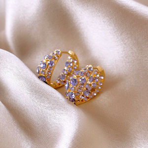 Purple Zircon Earrings for Women Fashion Hoop Earrings