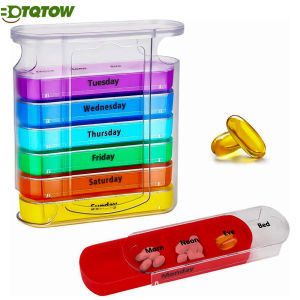 1PCS Weekly Daily Pill Organizer4 Times a Day Weekly Pill Box with 7 Individual Stacking Cases Medicine Organizer for Vitamins